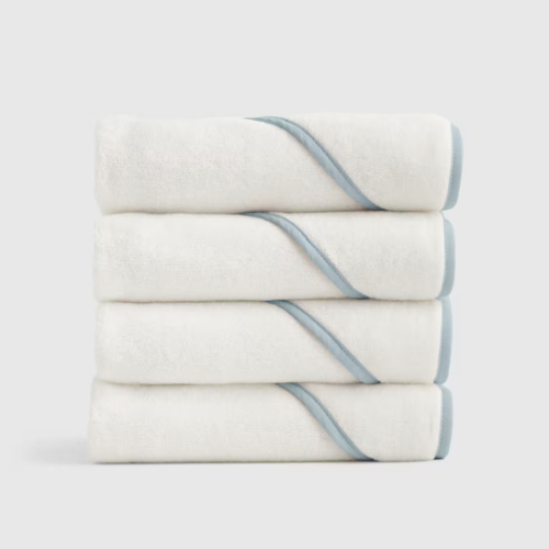 Organic Turkish Cotton Baby Hooded Towel Set 4-Pack in Light Blue