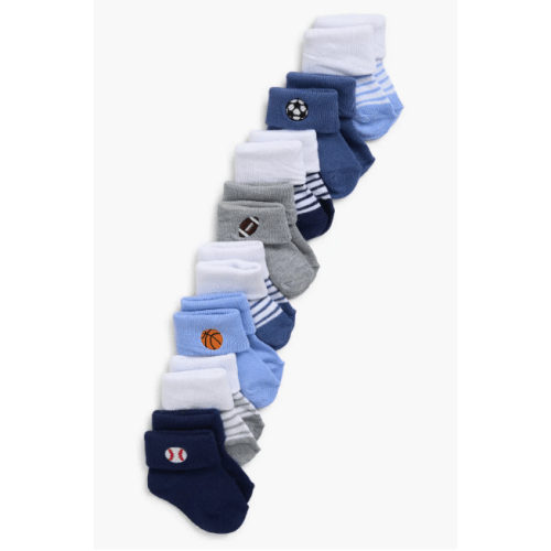 Assorted 8-Pack Sports Balls Cuffed Crew Socks