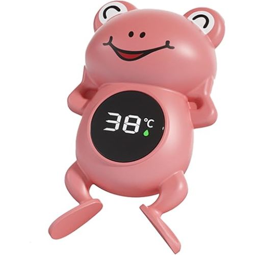Bath Thermometers Baby Safety, Bath Temperature Tester, Waterproof Cute Cartoon Frog Water Temperature Thermograph, Type-C Bath Tub Thermometers for Family Friends Home (Pink)