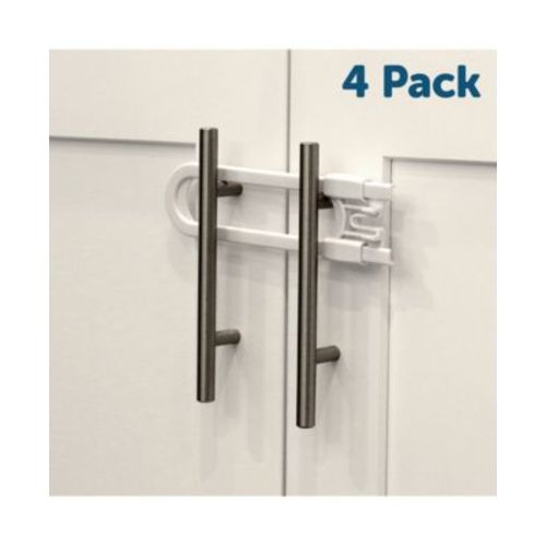 Toddler Sliding Cabinet Locks, U Shape, for Knobs, Handles, Doors - Baby Safety Set - 4 Pack