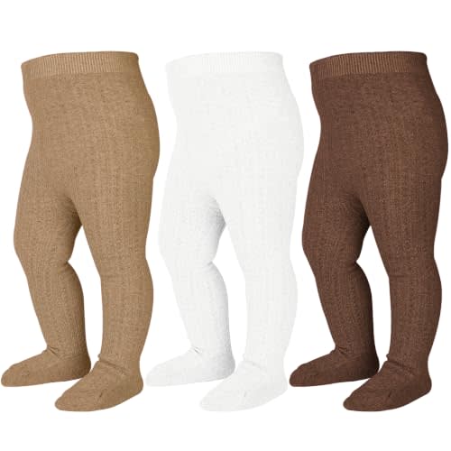 Baby Tights Cable Knit Leggings Seamless Cotton Stockings Pantyhose 0-5T | cotton rich, seamless toe, cable knit, skin-friendly, easy care, for flower girls, weddings, Easter, baby showers, Christmas