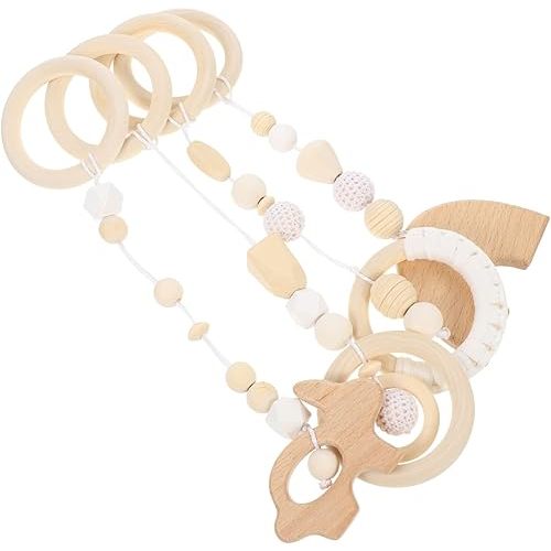 Baby Room Decor 4pcs Wooden Bells Hanging Toys for Baby Gym Safe for Infants