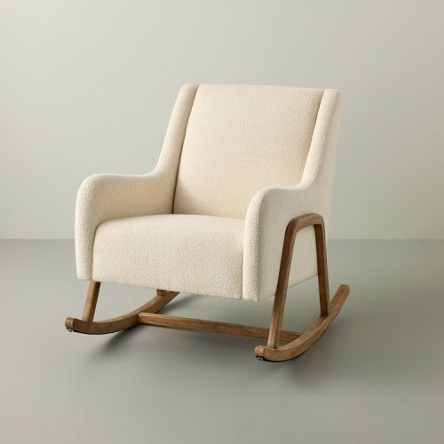 Boucle Upholstered Nursery Rocking Chair Oak/Cream - Hearth & Hand™ with Magnolia