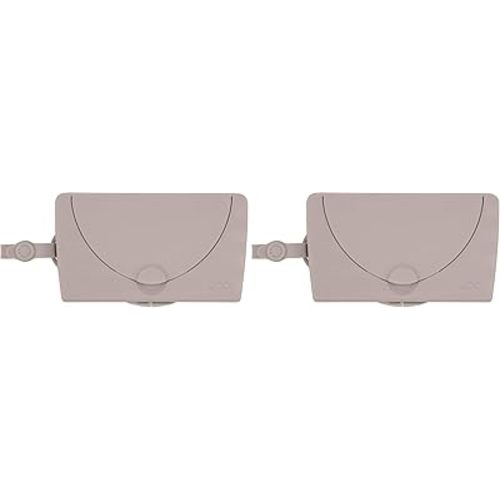 Ubbi On-The-Go Baby Wipes Dispenser, Portable Wipes Container for Travel, Diaper Bag Accessory Must Have for Newborns, Reusable Wipes Holder, Taupe (Pack of 2)