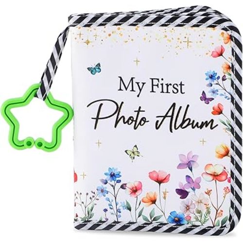Baby's My First Family Album Soft Photo Cloth Book Wildflower Butterfly My First Book of Photos Floral Baby Memory Album Gift Holds 4x6 Pictures for Babies Newborn Toddler & Kids Baby Shower
