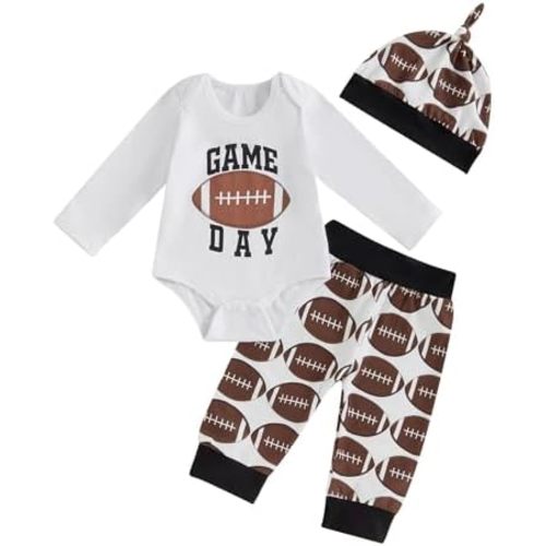 Newborn Baby Boy Fall Winter Clothing 3Pcs Long Sleeve Romper Tops with Pants Infant Coming Home Clothes Outfit