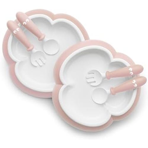 BabyBjörn Baby Plate, Spoon and Fork, 2 Sets, Powder Pink