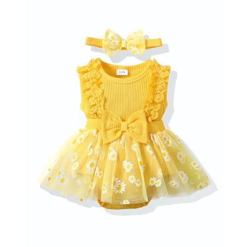 Renotemy Newborn Baby Girl Lace Romper Infant Summer Boho Flower Tulle Dress Party Gifts Newborn Photography Outfits