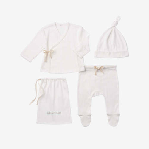 White Organic Cotton Pointelle Layette 3 Pc Gift Set