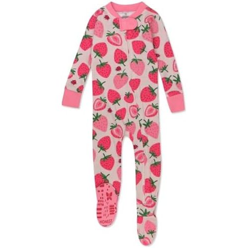 HonestBaby Non-slip Footed Pajamas One-piece Sleeper Zip-front Pjs 100% Organic Cotton for Baby Girls