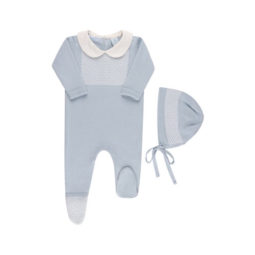 Jacquard Yoke Cotton Footie & Hat Set