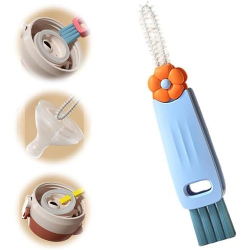 3 in 1 Cup Lid Cleaning Brush, 2024 Multifunctional Crevice Portable Cup Lid Cleaning Brush for Bottle Gap Tight Spaces Cup (B-Blue)