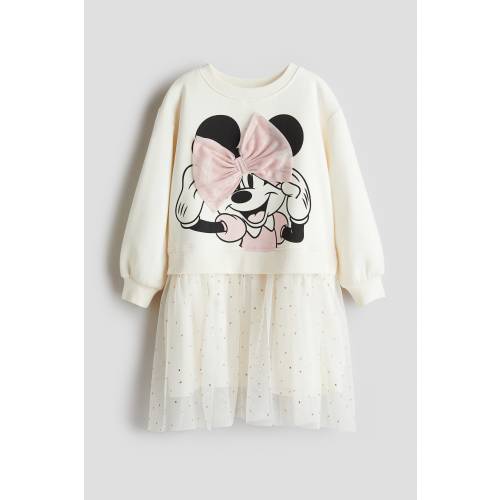 PRINTED SWEATSHIRT DRESS WITH TULLE SKIRT