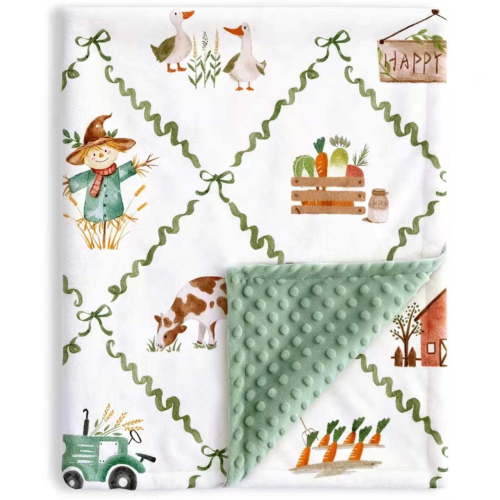 Cow Farm Baby Blanket for Boys Girls Plush Toddler Receiving Clearance Blankets with Double Layer Dotted Backing 30 x 40 Inch