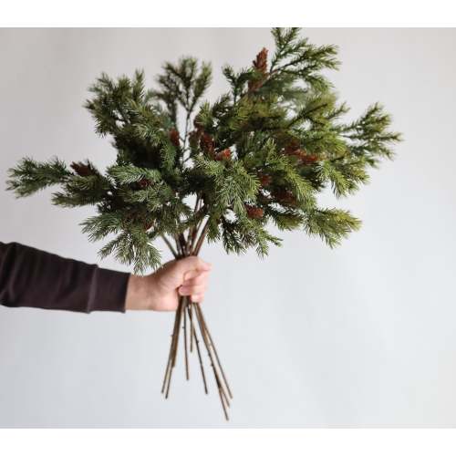 25.5&quot; Faux Cedar Branches With Pine Cones, High-Quality Artificial Pine Plant, Winter Office/Wedding/Home Decoration/Holiday Gifts for Her