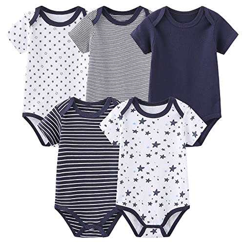 Chamie Newborn Baby Bodysuit 5-Pack Short Sleeve Baby Clothes for Boys and Girls