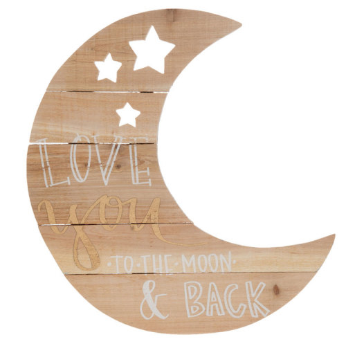 Love You Moon Wood Wall Decor