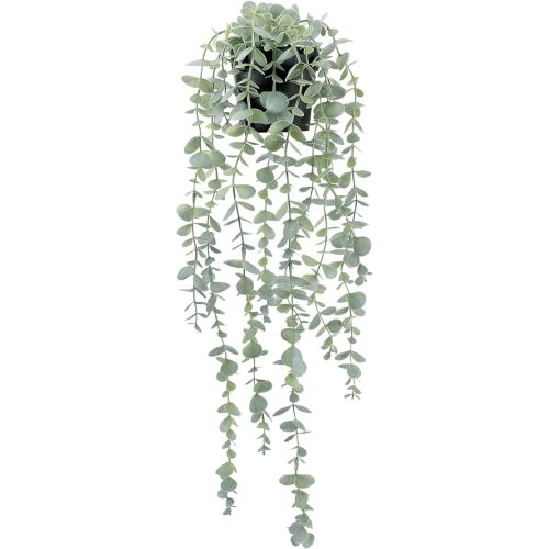 COCOBOO 1pcs Artificial Hanging Plants, Fake Potted Eucalyptus Faux Hanging Plant for Wall Room Home Indoor Outdoor Shelf Decor