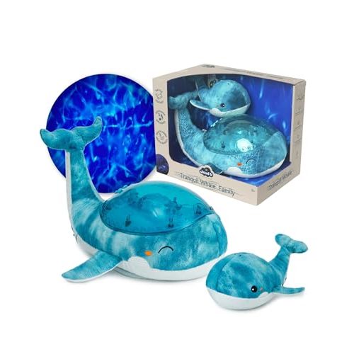 Cloud B Ocean Projector Nightlight with White Noise Soothing Sounds | Adjustable Settings and Auto-Shutoff | Tranquil Whale Family - Blue
