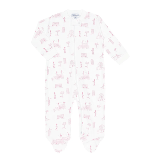 Pink London Toile Zipper Footie