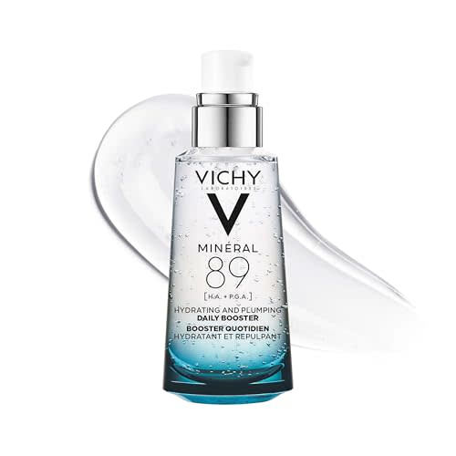 Vichy Mineral 89 Booster, Hyaluronic Acid Serum, Skin Barrier Repair | Face serum with polyglutamic acid that plumps and hydrates. Lightweight hydrating serum with an oil-free, non-sticky feel.