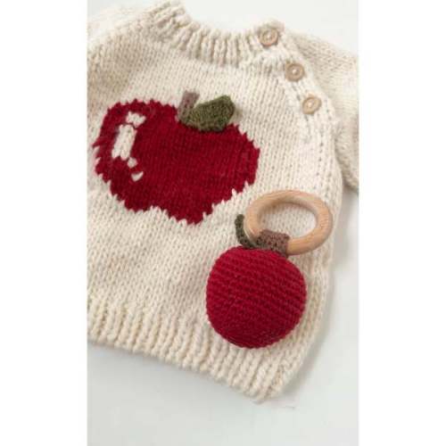 Cotton Crochet Apple Rattle Teether - The Blueberry Hill | Maisonette