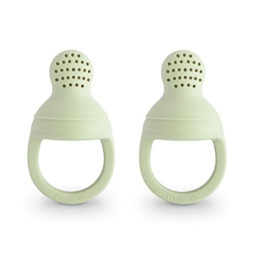 mushie Silicone Baby Fresh Fruit & Food Feeder Pacifier | 6 Months+ (Sage)
