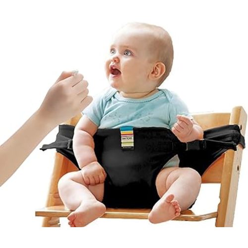 Lychee Harness Seat for High Chair Baby Feeding Safety Seat with Strap, Toddler Booster Harness Belt Portable Dining Seat Strap for Travel Home Restaurant Shopping (Black)