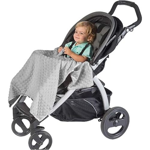 J.L. Childress Cuddle 'N Cover Stroller Blanket - Soft Baby Blanket for Travel, Car Seat, & Strollers, All-Weather Sun & Shade Protection for Infant & Toddler, Silky & Minky Fabric - 30" x 30", Grey