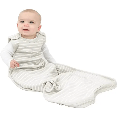 Woolino Ultimate Baby Sleep Sack – 4 Season Merino Wool Sleeping Bag, Organic Cotton Outer, Temp Regulating Blanket, Adjustable Sleep Sack Universal Size 2–24 Months - Birch Gray