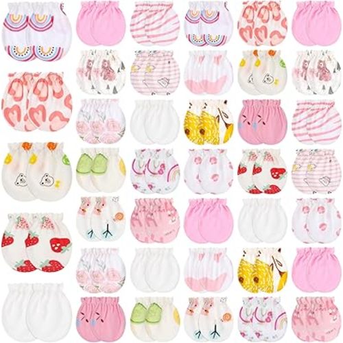 Geyoga 40 Pairs Newborn Baby Mittens No Scratch Mittens Soft Elastic Infant Baby Gloves for 0-6 Months