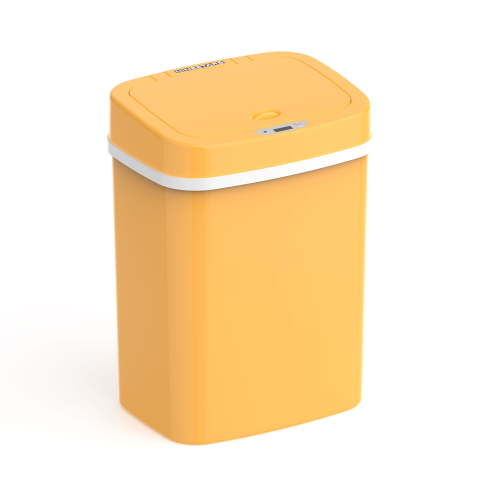 Nine Stars Automatic Bathroom Trash Can, 3 Gallon Plastic Motion Sensor Garbage Bin with Soft Close Lid, Yellow