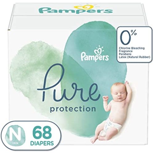 Pampers Pure Protection Disposable Baby Diapers, Hypoallergenic and Unscented, 68 Count, For Newborns up to 10 Pounds