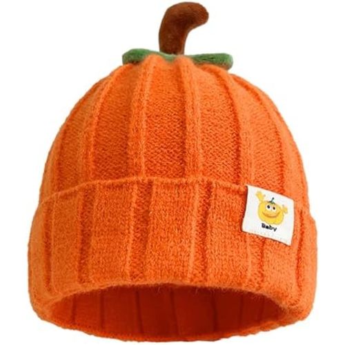 Baby Pumpkin Knit Hat - Halloween Beanie Pumpkin Costume, Winter Beanie Christmas Cap for Infant Kids Toddler Boys Girls