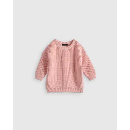 100% Organic Cotton Fisherman Tunic Sweater  in Silver Pink