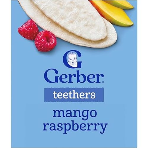 Gerber Snacks for Baby Teethers, Gentle Teething Wafers, Mango Raspberry, 1.7 Ounce, 12 Count Box (Pack of 6)