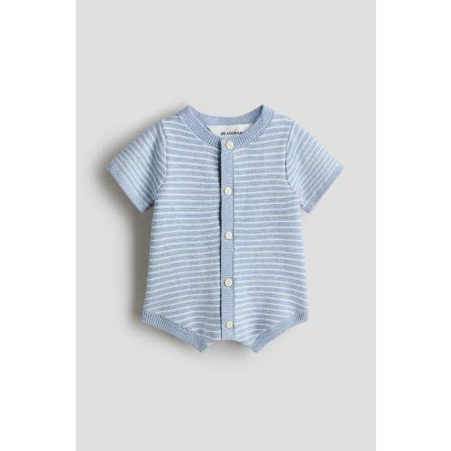 PURL-KNIT COTTON ROMPER SUIT