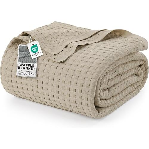 Utopia Bedding 100% Cotton Waffle Blanket King Size White, 90x108 Inch