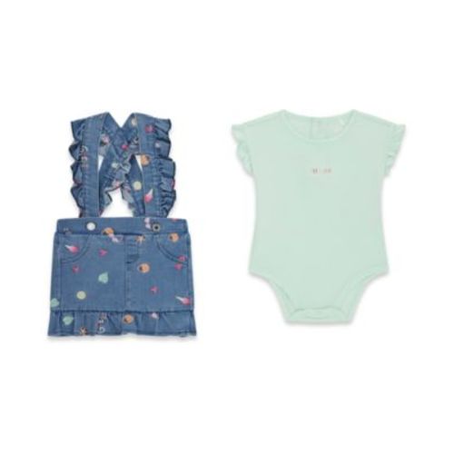 Baby Girls' Short-Sleeve Bodysuit and Stretch Denim Skirtall, 2-Piece Set