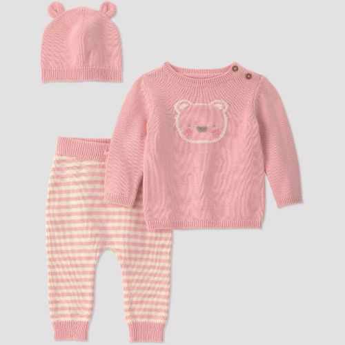 Carter's Just One You® Baby Girls' 3pc Bear Sweater, Leggings and Hat Set - Pink 3M