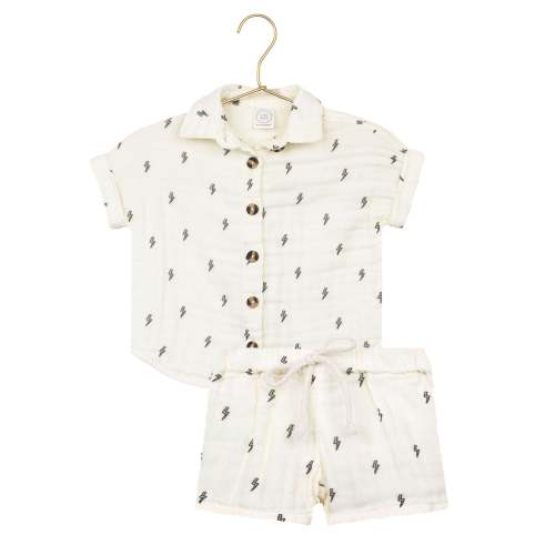 Cloud Muslin™ Shirt + Short Set - Lightning Bolt