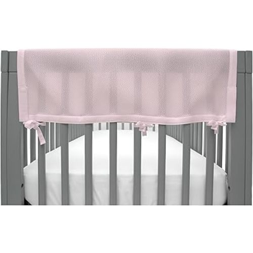 BreathableBaby Breathable Mesh Crib RailGuard Teething Cover, Light Pink, 27” Short Panel (2-Pack)