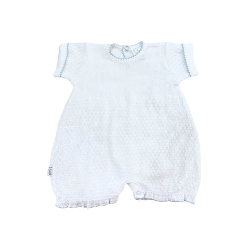 SS Cuffed Gathered Bubble White/Blue