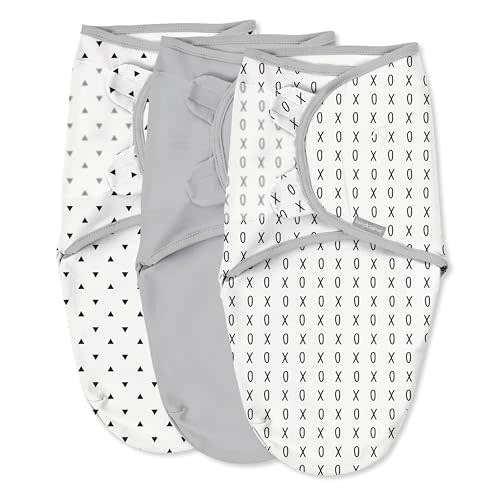 SwaddleMe by Ingenuity Original Swaddle, 100% Cotton, Improves Sleep & Calms Startle Reflex, 0-3 Months, 3-Pack - Xoxo