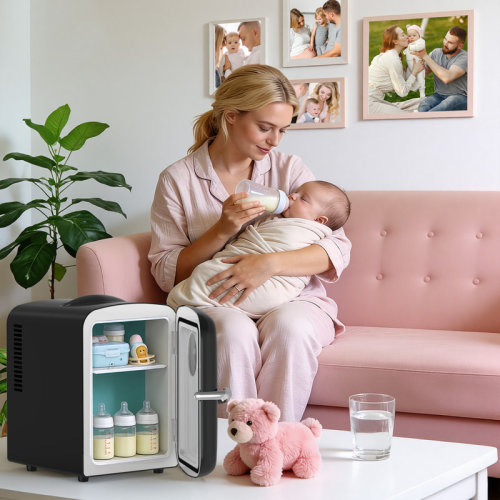 Antarctic Star 4L Skincare Mini Fridge - Cooler & Warmer, 6-Can Capacity, Round View Window + Removable Shelf, White For Dorm/Bedroom | Wayfair