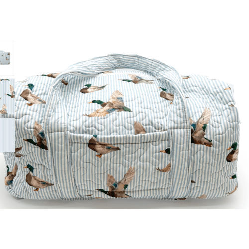 Mallory Ducks Blue Quilted Weekender Duffle Bag
