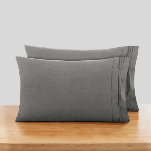 Nestl King Pillow Cases, 1800 Series Luxury Soft Microfiber King Size Pillow Cases Set of 2 (20"x40"), Breathable & Easy Care Pillow Covers, Charcoal Grey