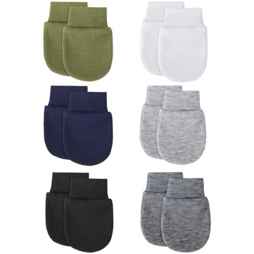 BQUBO 6 Pairs Newborn Baby Boys Girls Mittens 0-6 Months Unisex-Baby Infant Mittens Elastic No Scratch Wrist Gloves