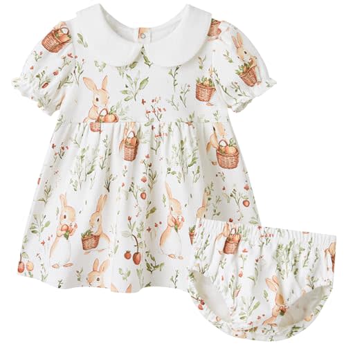 pureborn Baby Girls Dress with Bloomer Infant Girl Cotton Playwear Dress 0-24 Months