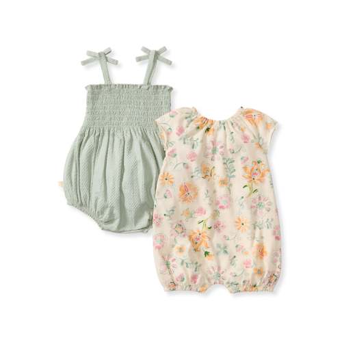 Mediterranean Floral Baby Girl Bubble Romper 2-Pack Set – Burt's Bees Baby